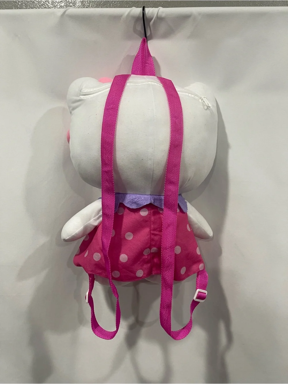 Hello Kitty Pink and White Plush Backpack with Polka Dot Dress